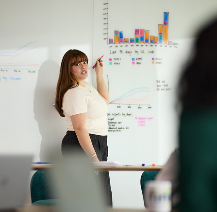 Ofinno colleague at a whiteboard